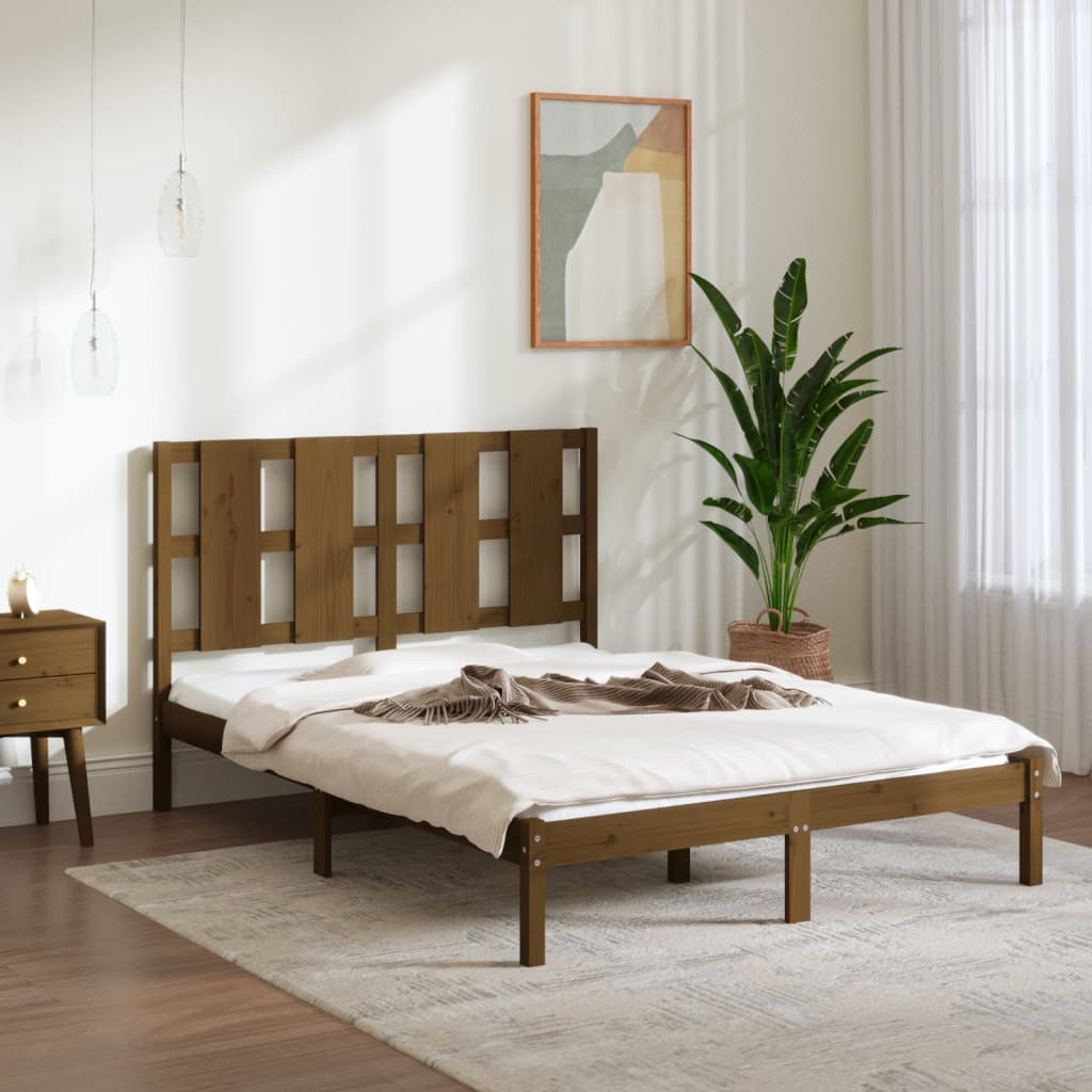 vidaXL Estrutura cama pequena de casal 120x190 cm madeira castanho-mel