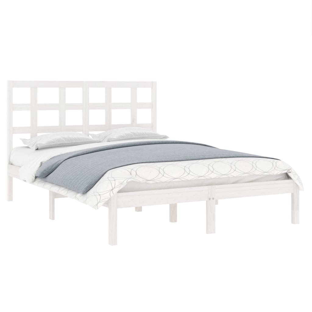 vidaXL Estrutura de cama king 150x200 cm madeira maciça branco