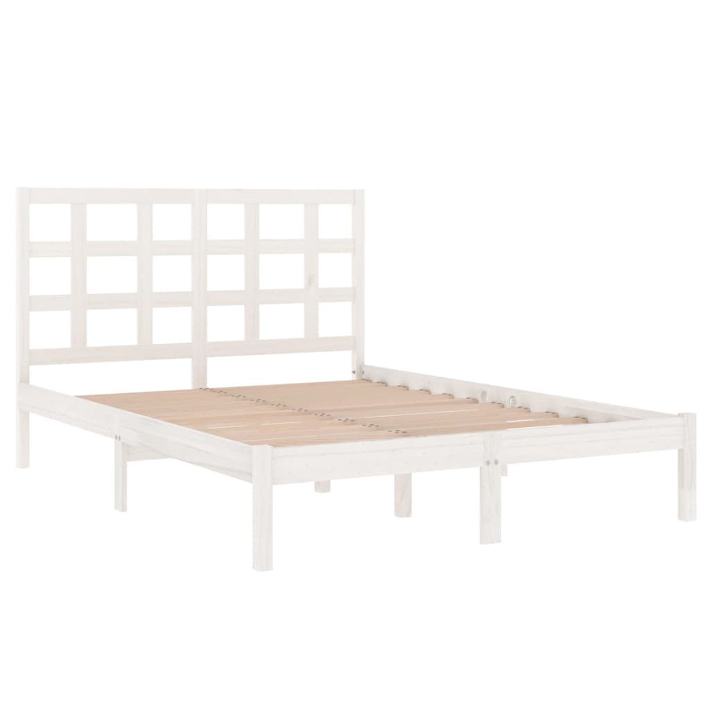 vidaXL Estrutura de cama king 150x200 cm madeira maciça branco