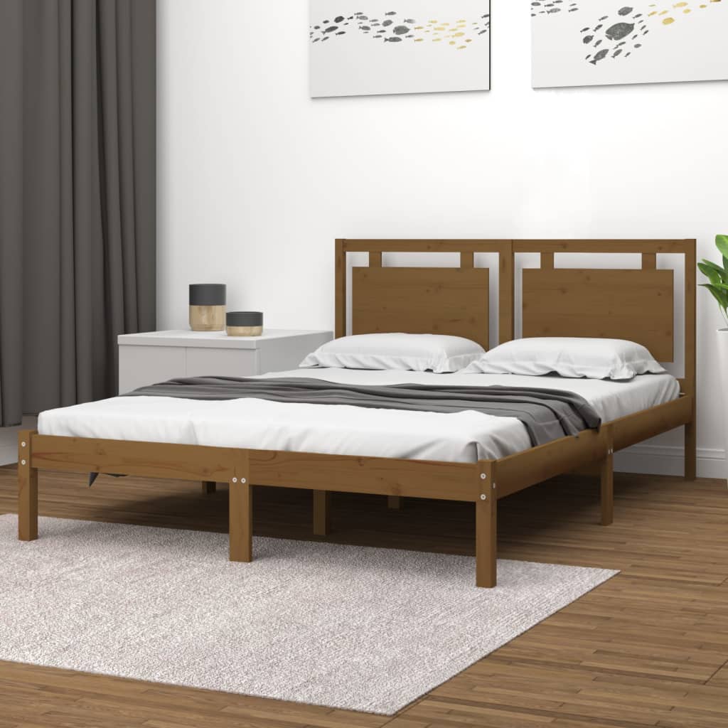 vidaXL Estrutura de cama 120x200 cm madeira maciça castanho mel