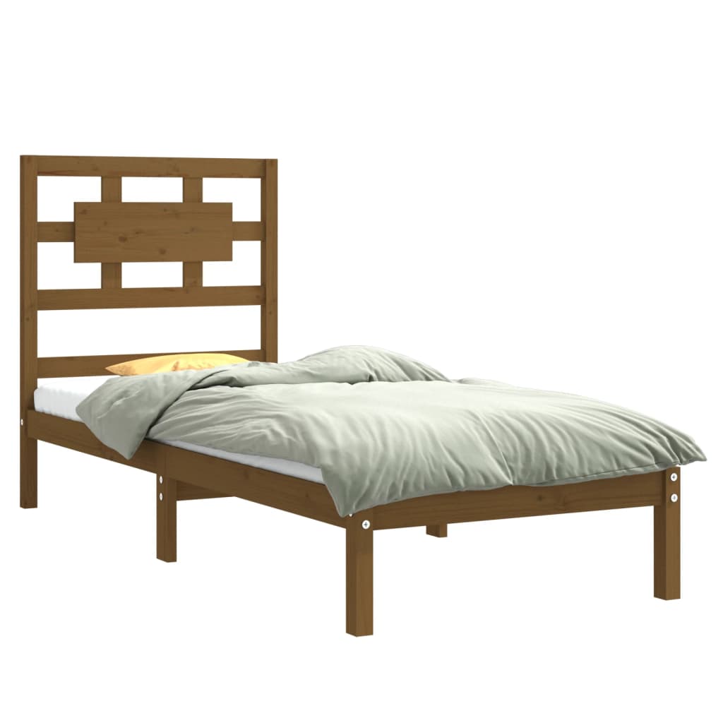 vidaXL Estrutura cama pequena solteiro 75x190 cm madeira castanho mel