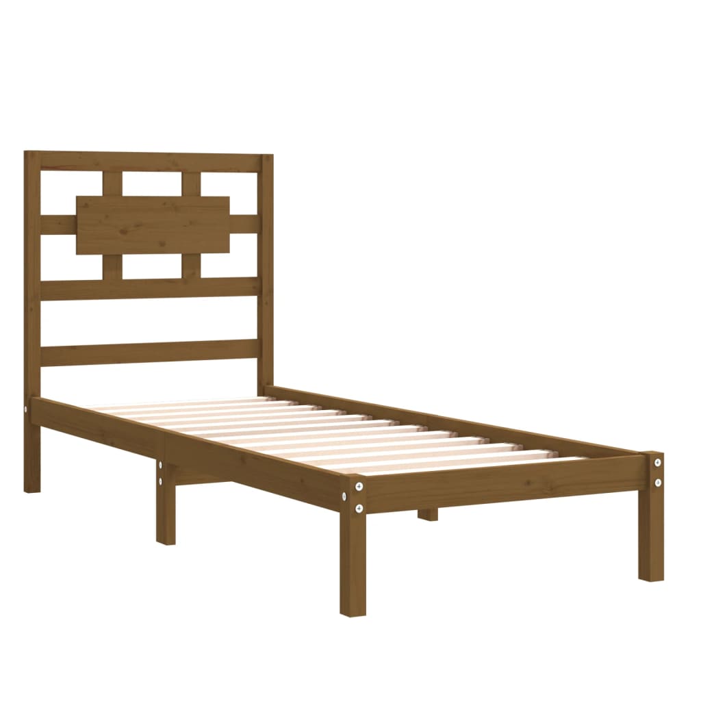 vidaXL Estrutura cama pequena solteiro 75x190 cm madeira castanho mel