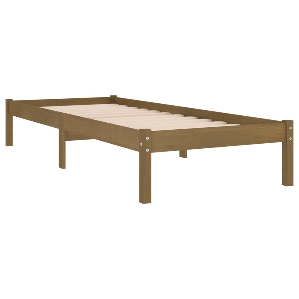 vidaXL Estrutura cama pequena solteiro 75x190 cm madeira castanho mel