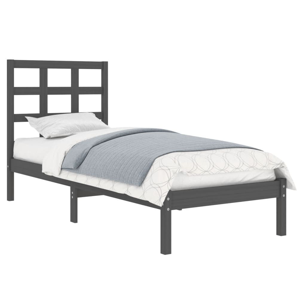 vidaXL Estrutura de cama 100x200 cm madeira maciça cinzento