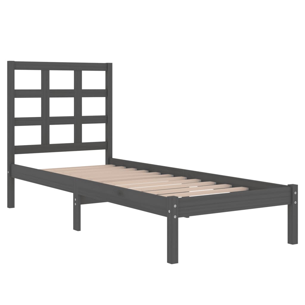 vidaXL Estrutura de cama 100x200 cm madeira maciça cinzento