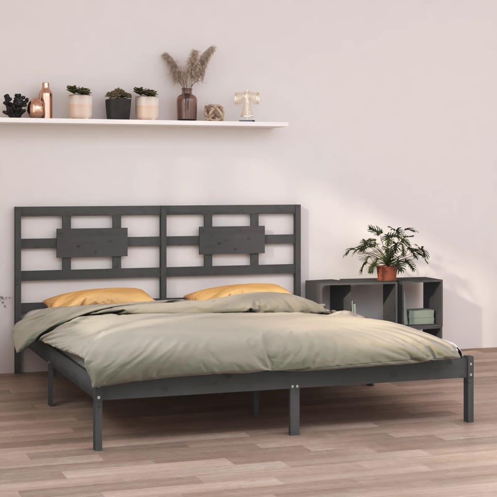 vidaXL Estrutura de cama 160x200 cm madeira maciça cinzento