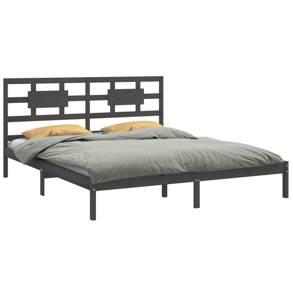 vidaXL Estrutura de cama 160x200 cm madeira maciça cinzento