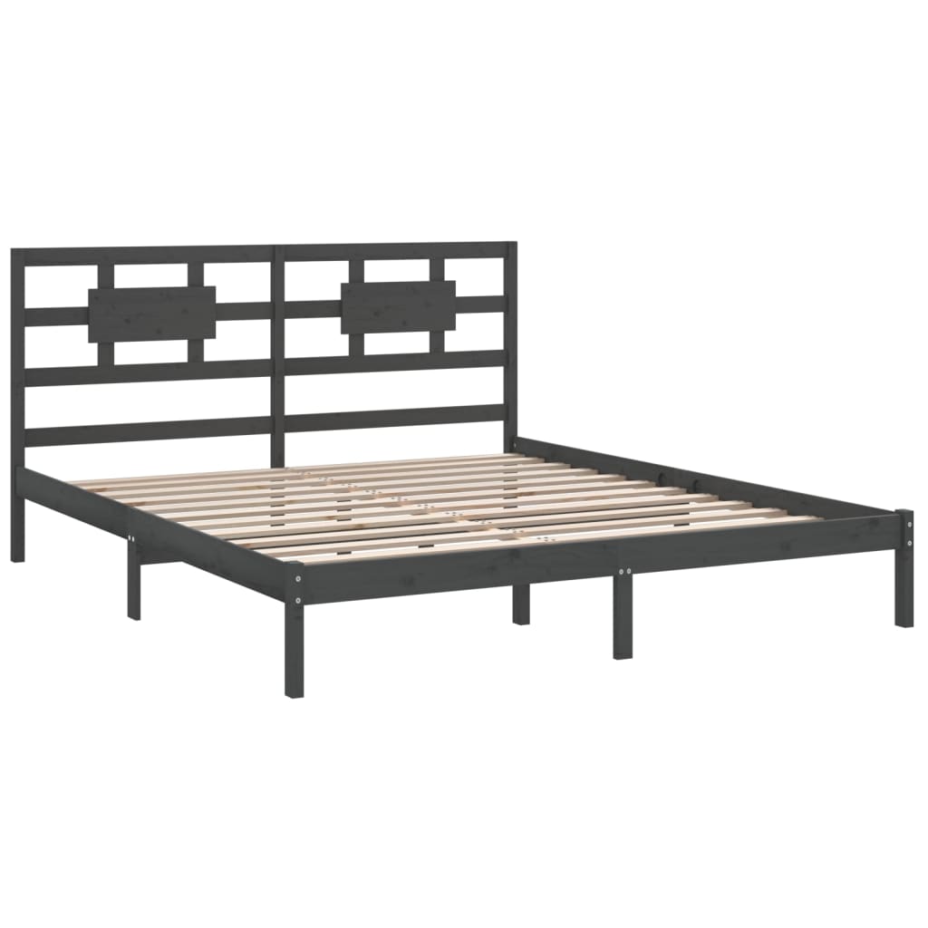 vidaXL Estrutura de cama 160x200 cm madeira maciça cinzento