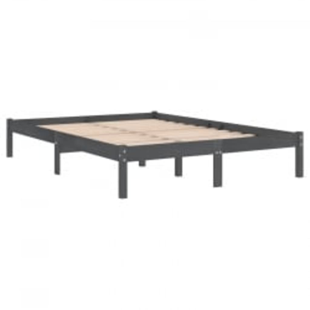 vidaXL Estrutura de cama 160x200 cm madeira maciça cinzento