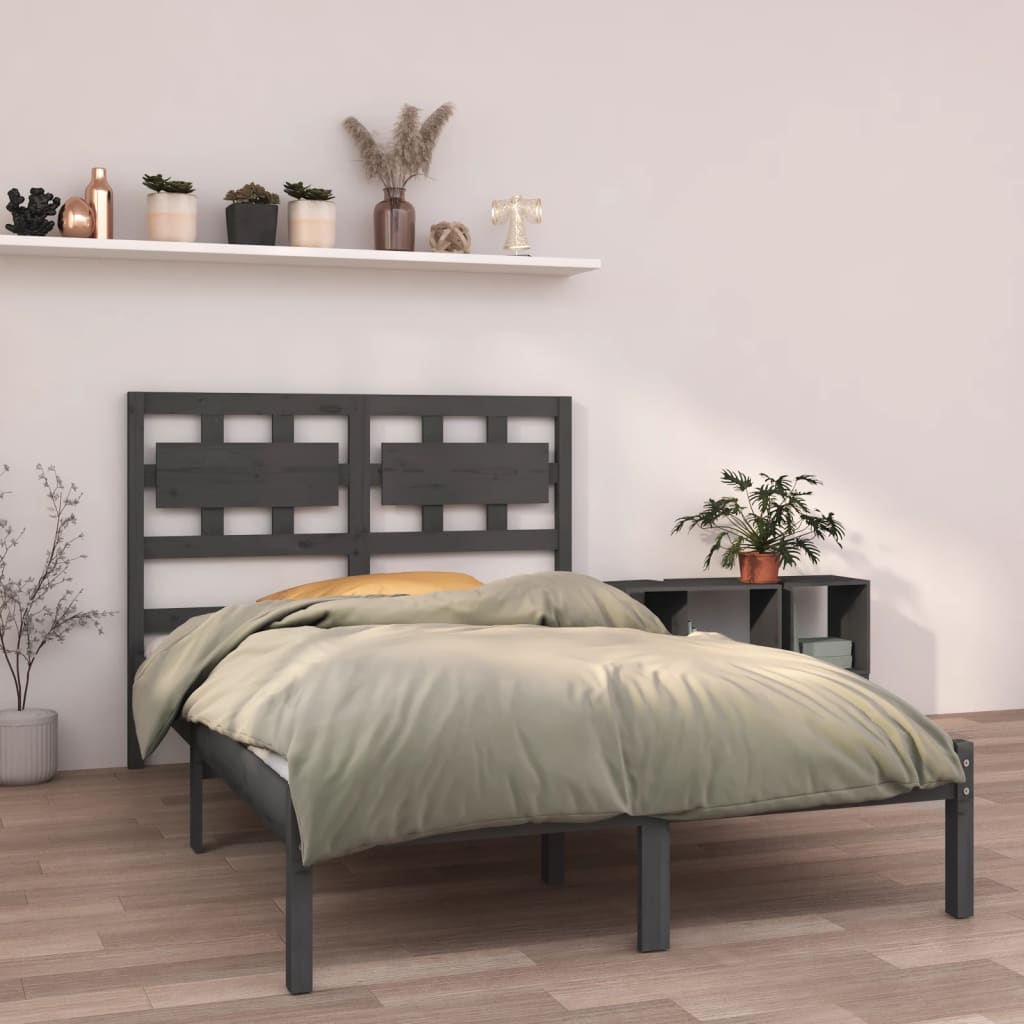 vidaXL Estrutura cama pequena casal 120x190 cm pinho maciço cinza