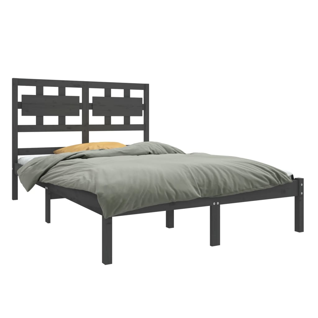 vidaXL Estrutura cama pequena casal 120x190 cm pinho maciço cinza