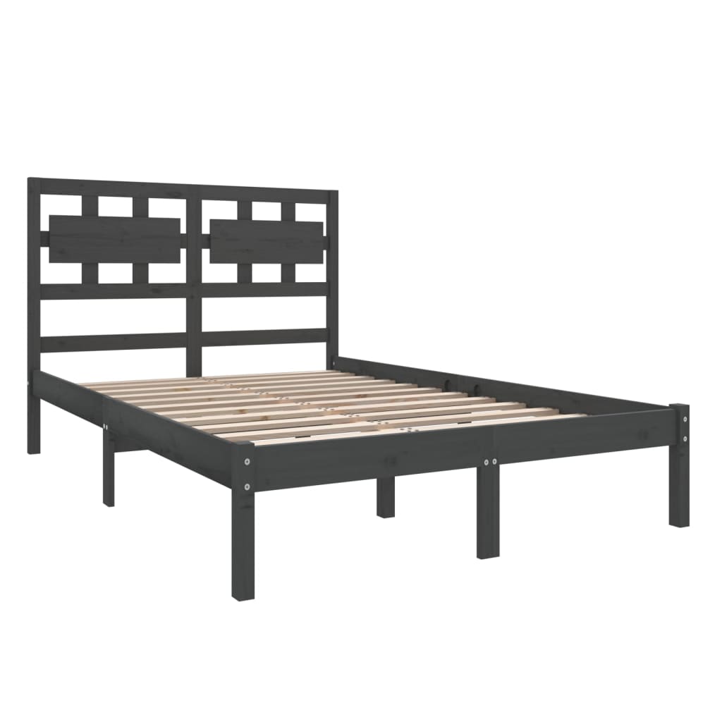 vidaXL Estrutura cama pequena casal 120x190 cm pinho maciço cinza