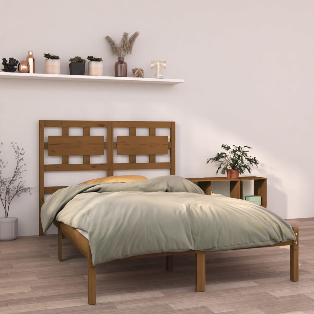 vidaXL Estrutura de cama 140x200 cm madeira maciça castanho-mel