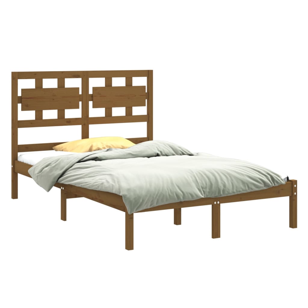 vidaXL Estrutura de cama 140x200 cm madeira maciça castanho-mel