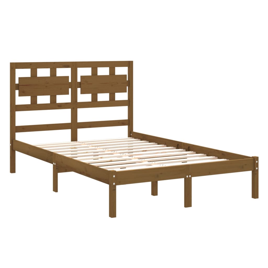 vidaXL Estrutura de cama 140x200 cm madeira maciça castanho-mel