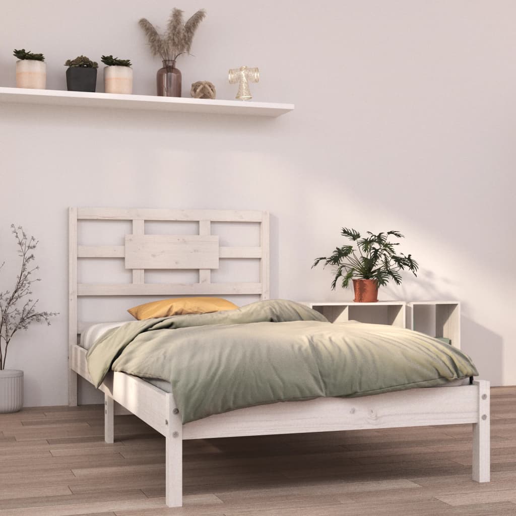 vidaXL Estrutura de cama 100x200 cm madeira maciça branco