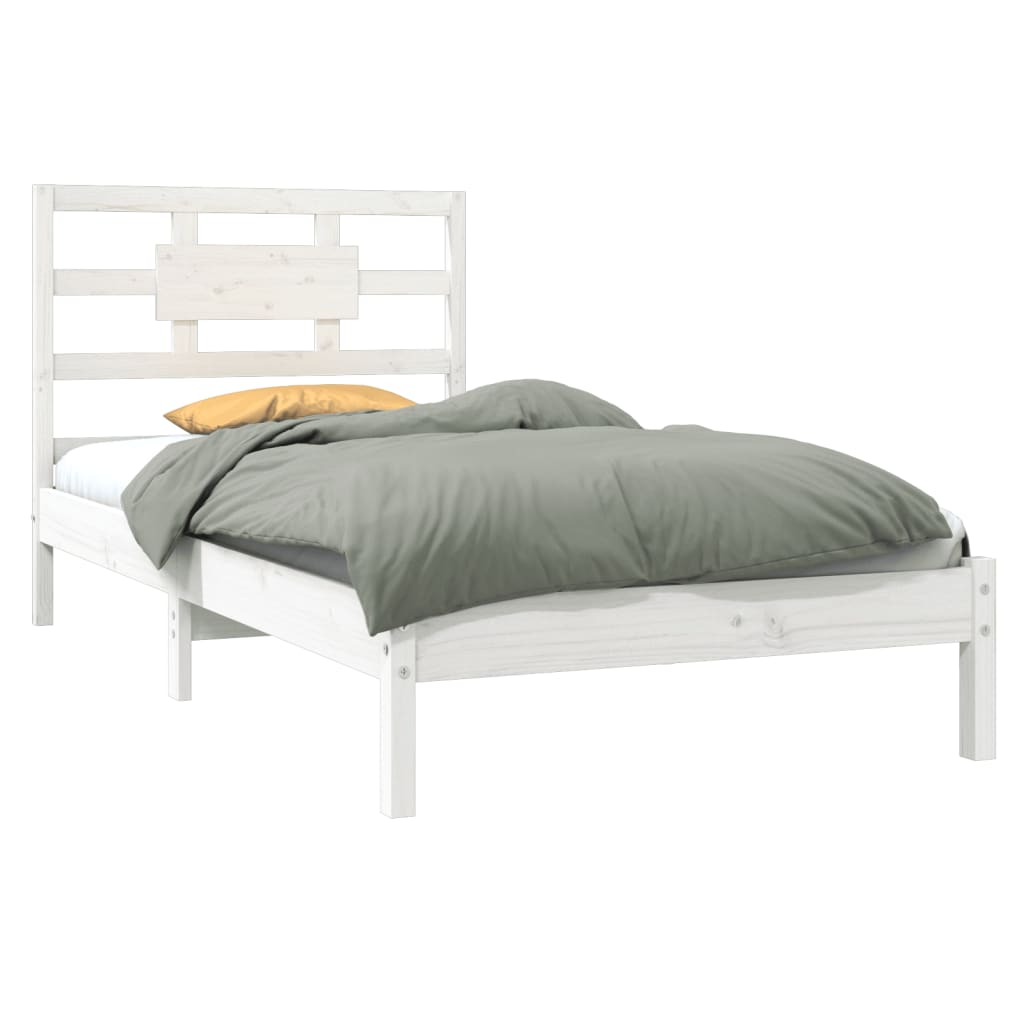 vidaXL Estrutura de cama 100x200 cm madeira maciça branco