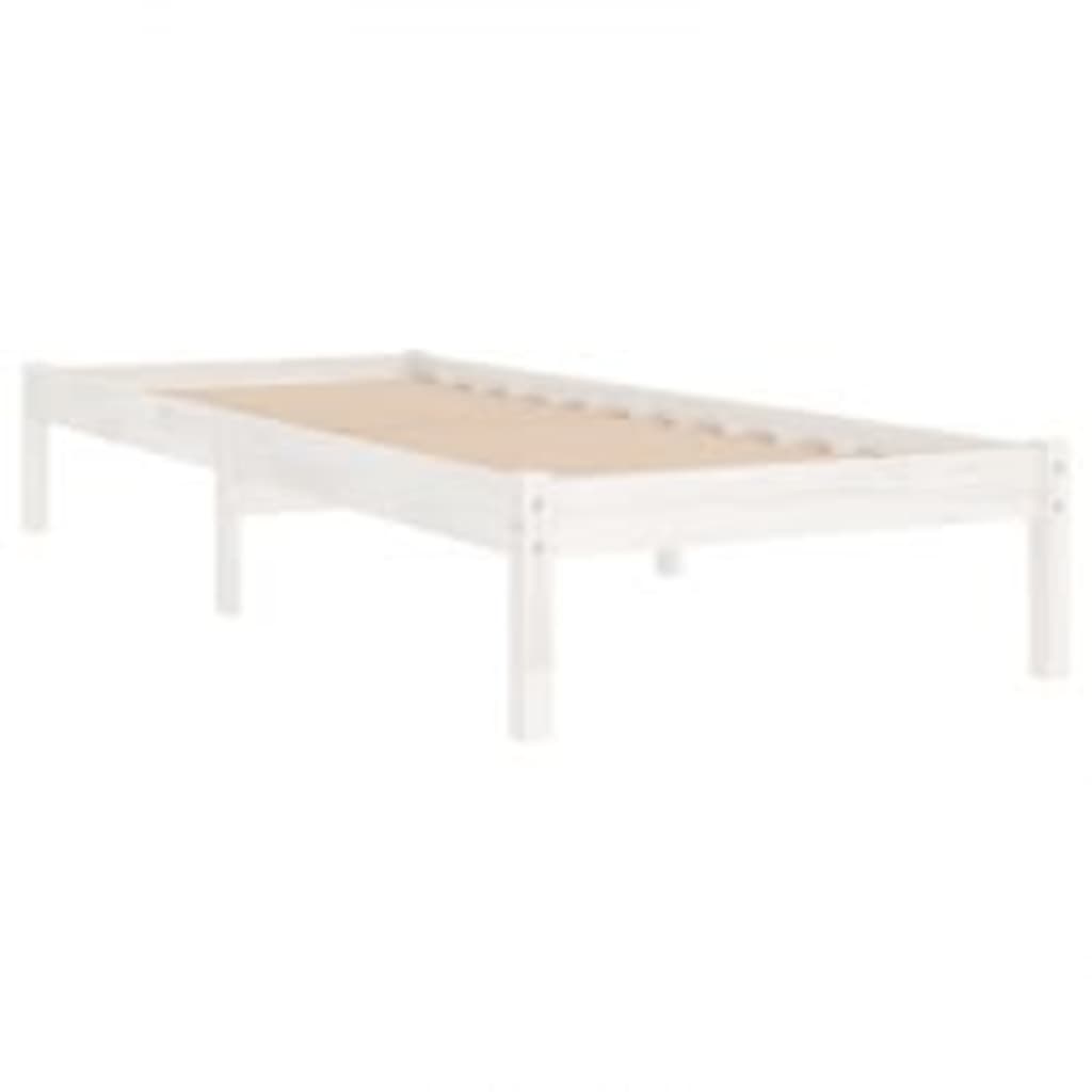 vidaXL Estrutura de cama 100x200 cm madeira maciça branco