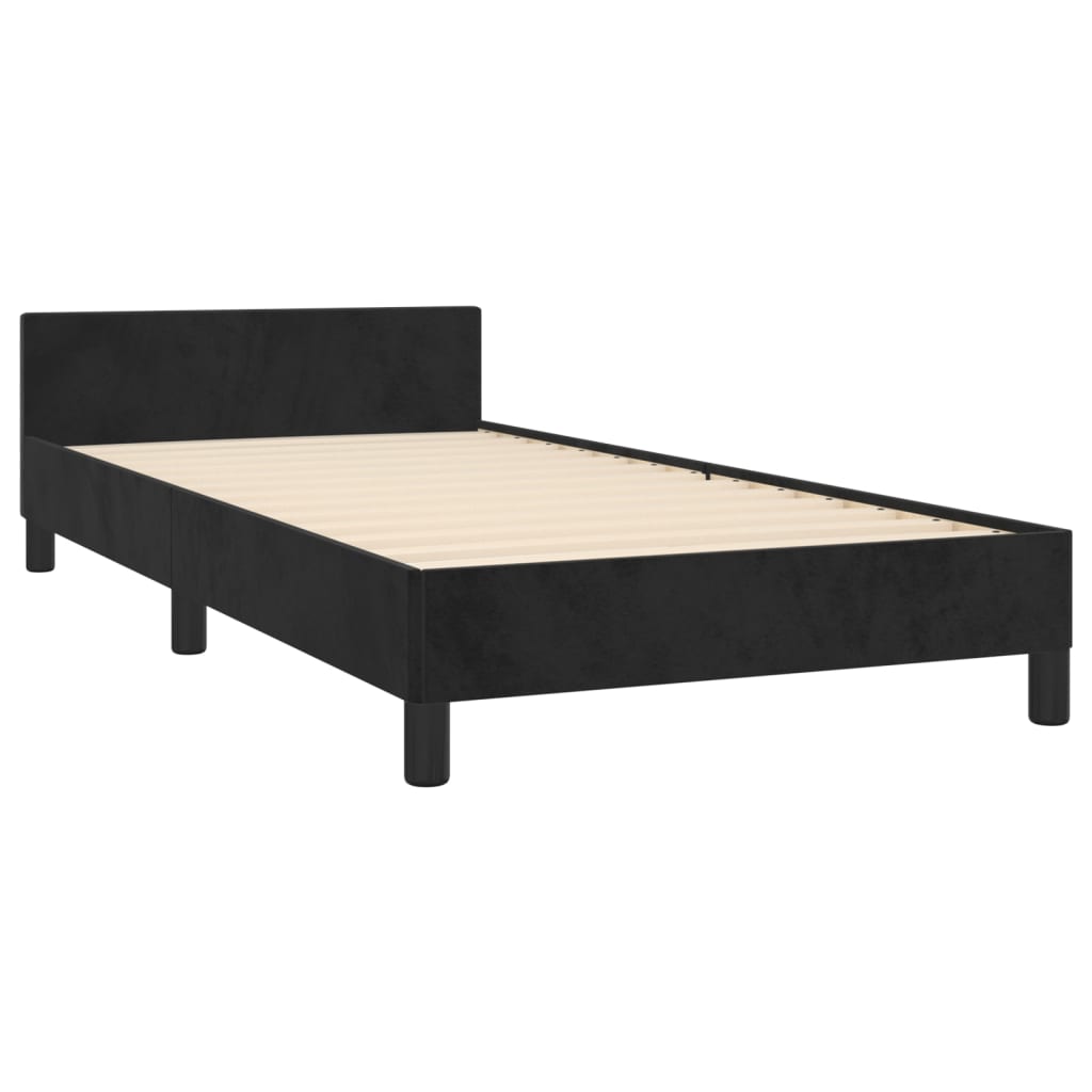 vidaXL Estrutura de cama c/ cabeceira 90x190 cm veludo preto