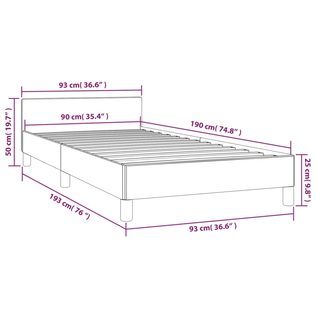 vidaXL Estrutura de cama c/ cabeceira 90x190 cm veludo preto