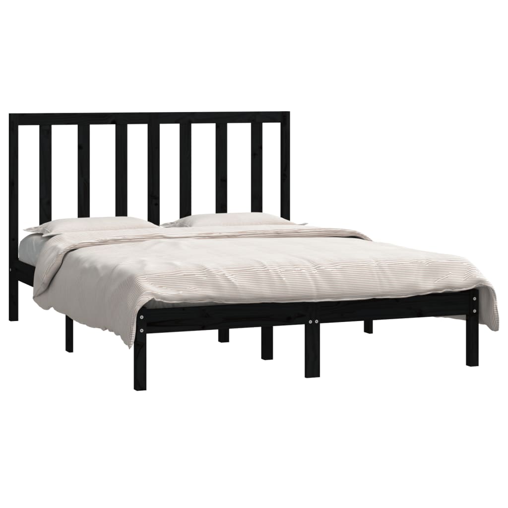 vidaXL Estrutura de cama 140x190 cm madeira de pinho maciça preto