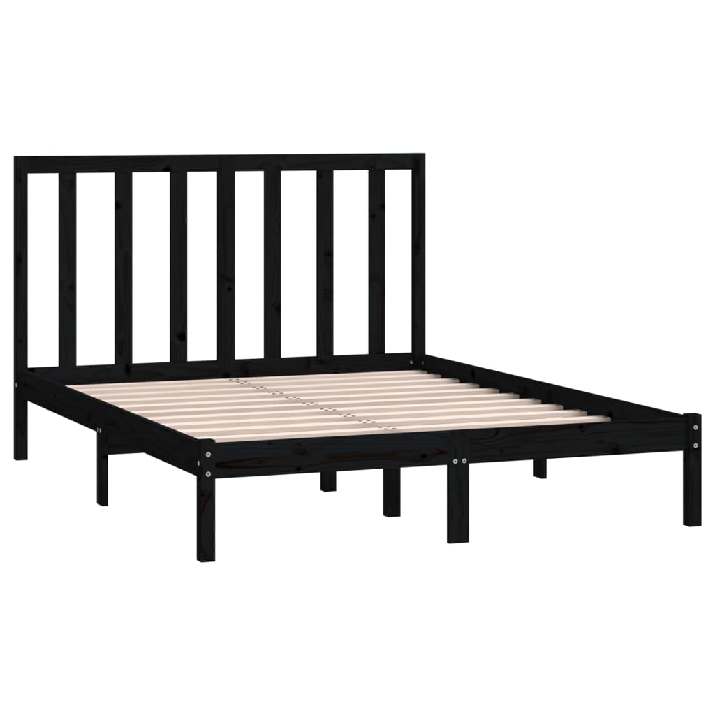 vidaXL Estrutura de cama 140x190 cm madeira de pinho maciça preto