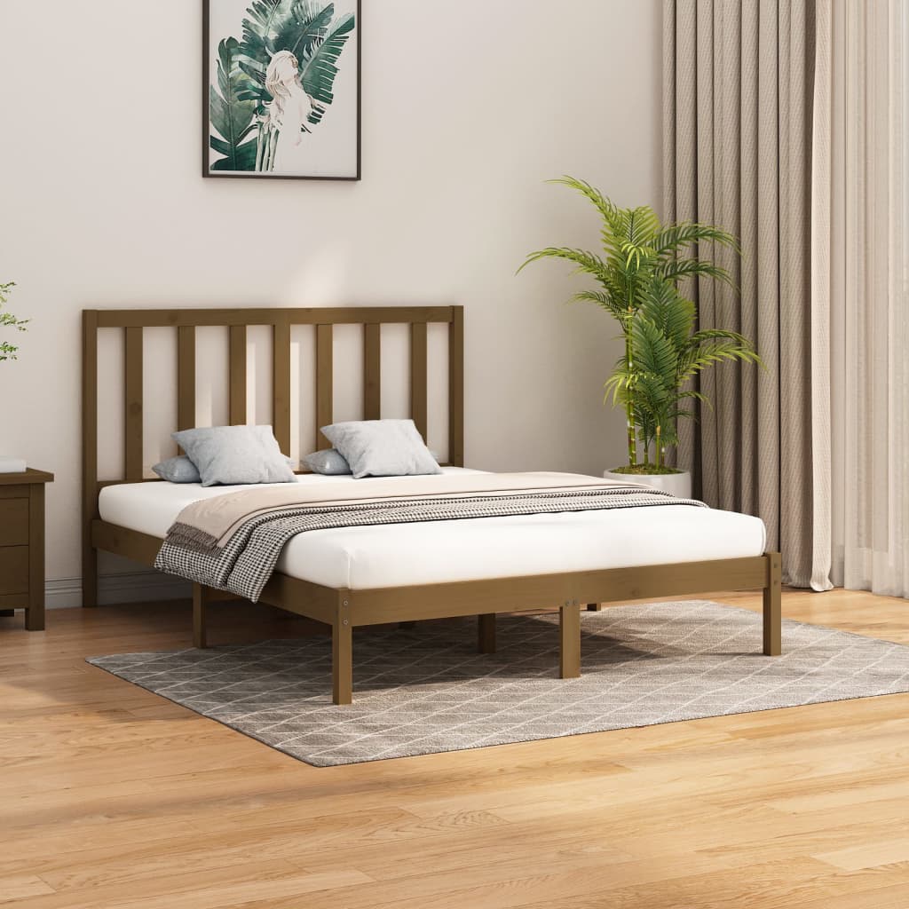 vidaXL Estrutura de cama 140x200 cm madeira maciça castanho-mel