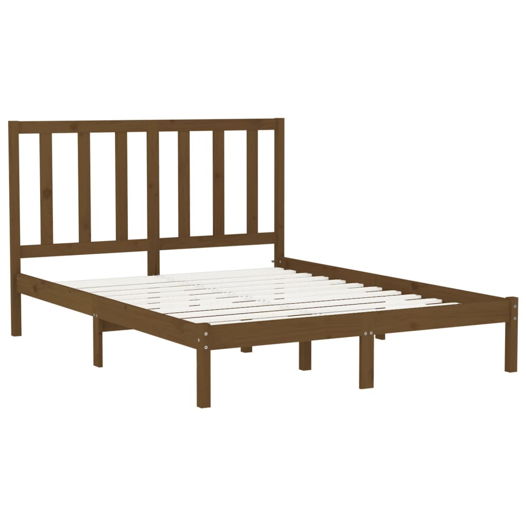 vidaXL Estrutura de cama 140x200 cm madeira maciça castanho-mel