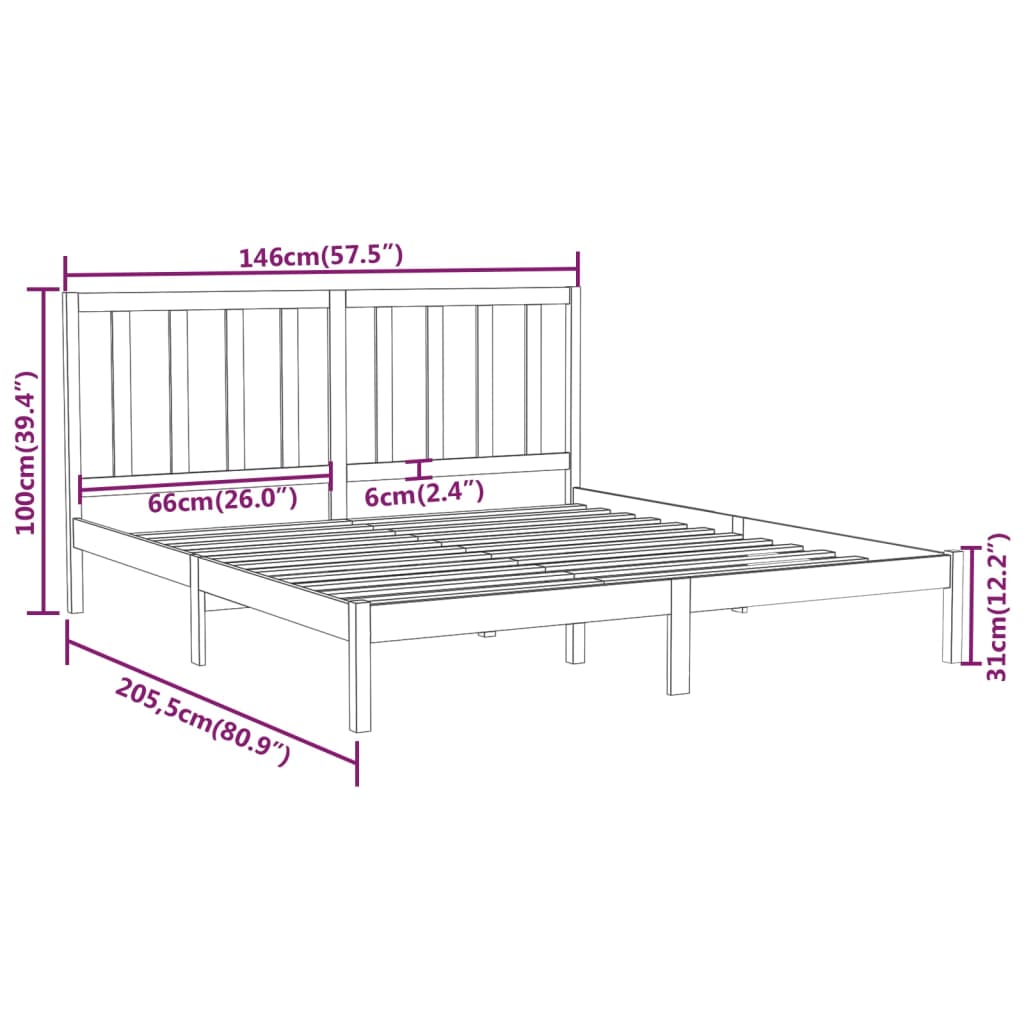 vidaXL Estrutura de cama 140x200 cm madeira maciça castanho-mel