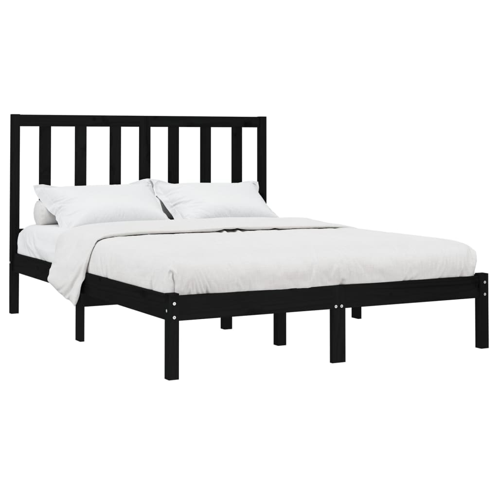 vidaXL Estrutura de cama 120x200 cm madeira maciça preto