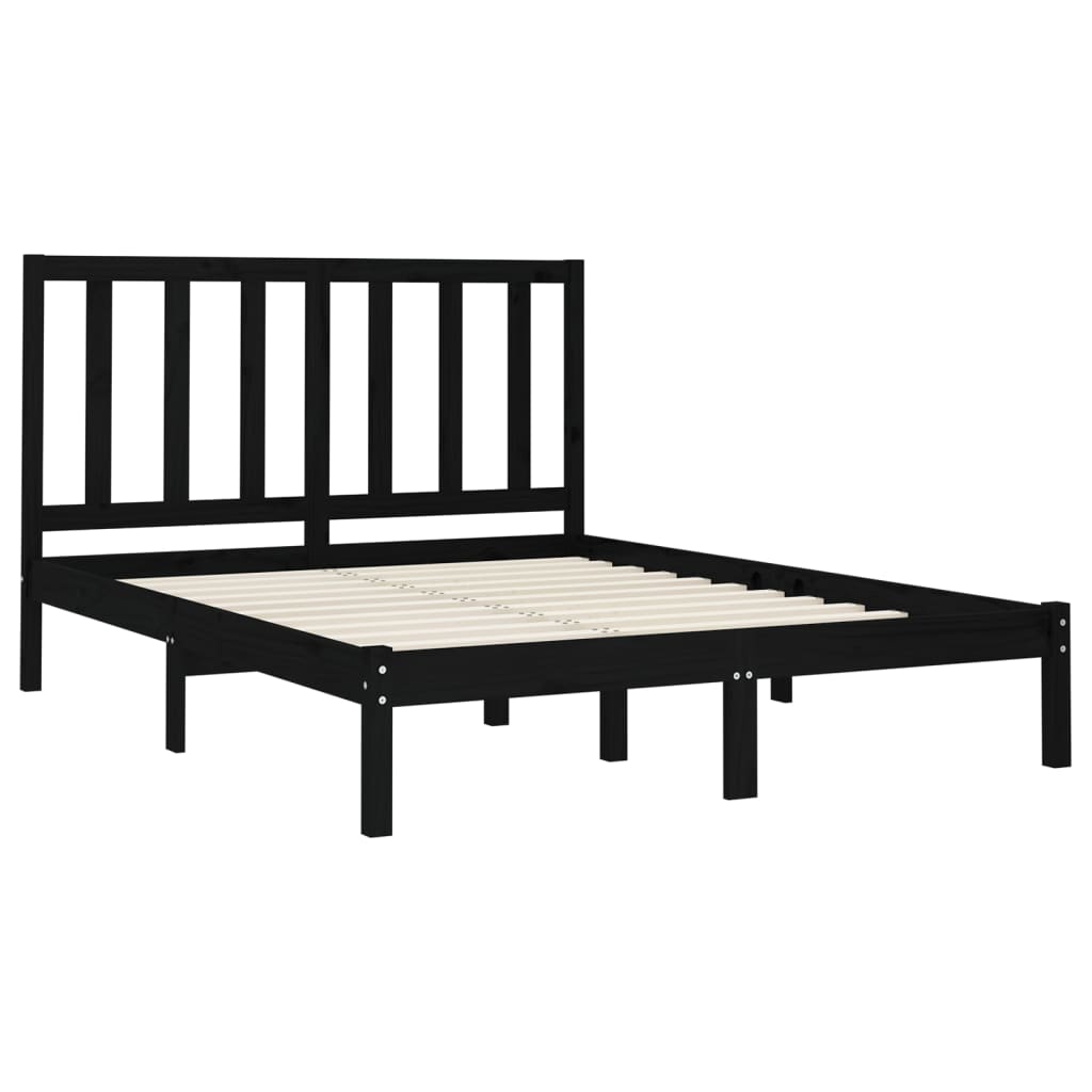 vidaXL Estrutura de cama 120x200 cm madeira maciça preto