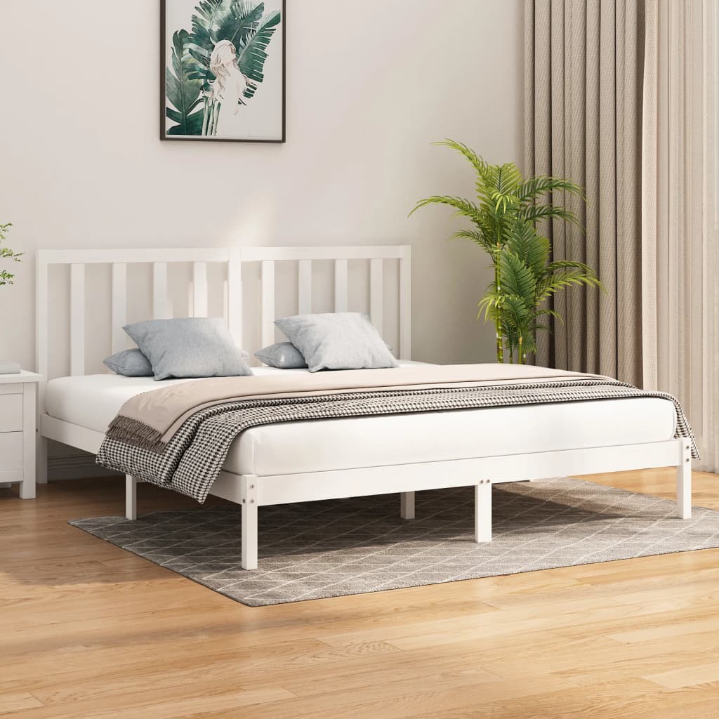 vidaXL Estrutura de cama super king pinho maciço 180x200 cm branco