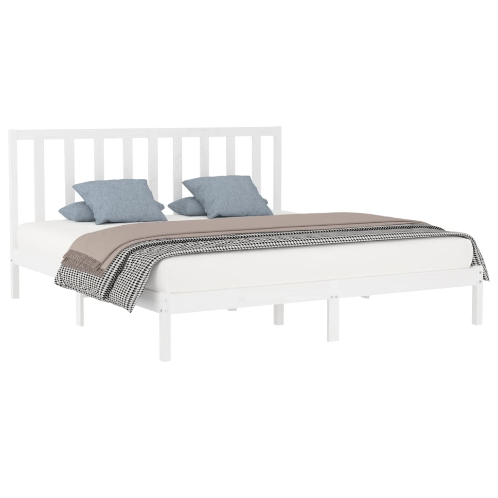 vidaXL Estrutura de cama super king pinho maciço 180x200 cm branco