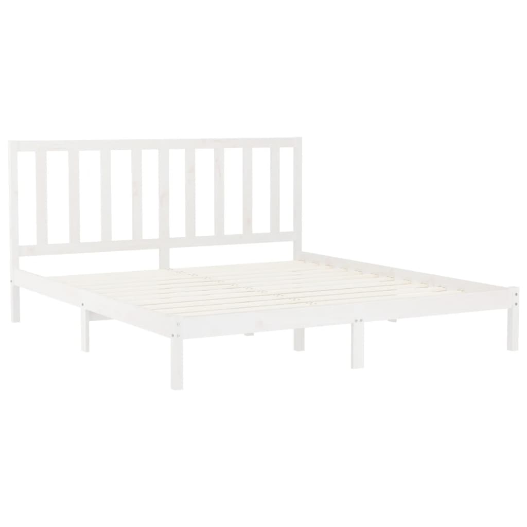 vidaXL Estrutura de cama super king pinho maciço 180x200 cm branco