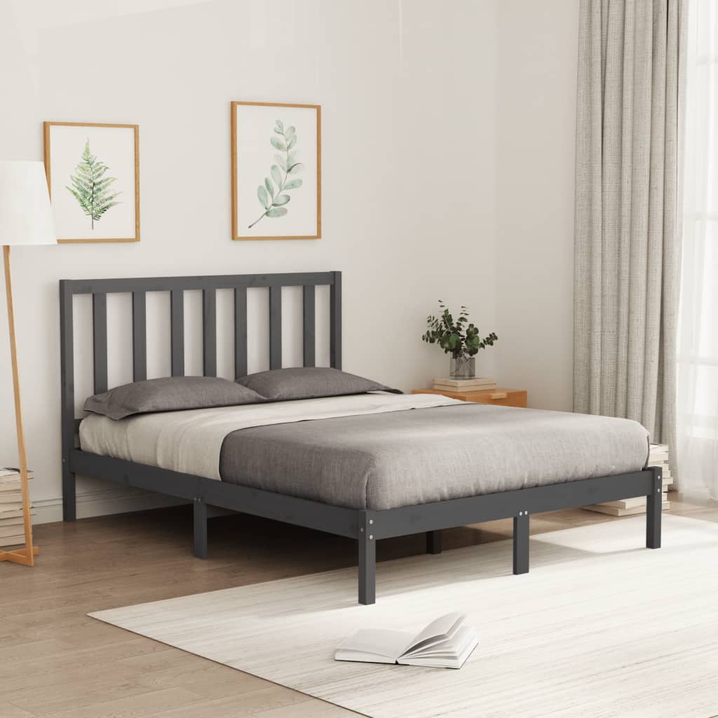 vidaXL Estrutura de cama 120x200 cm madeira maciça cinzento