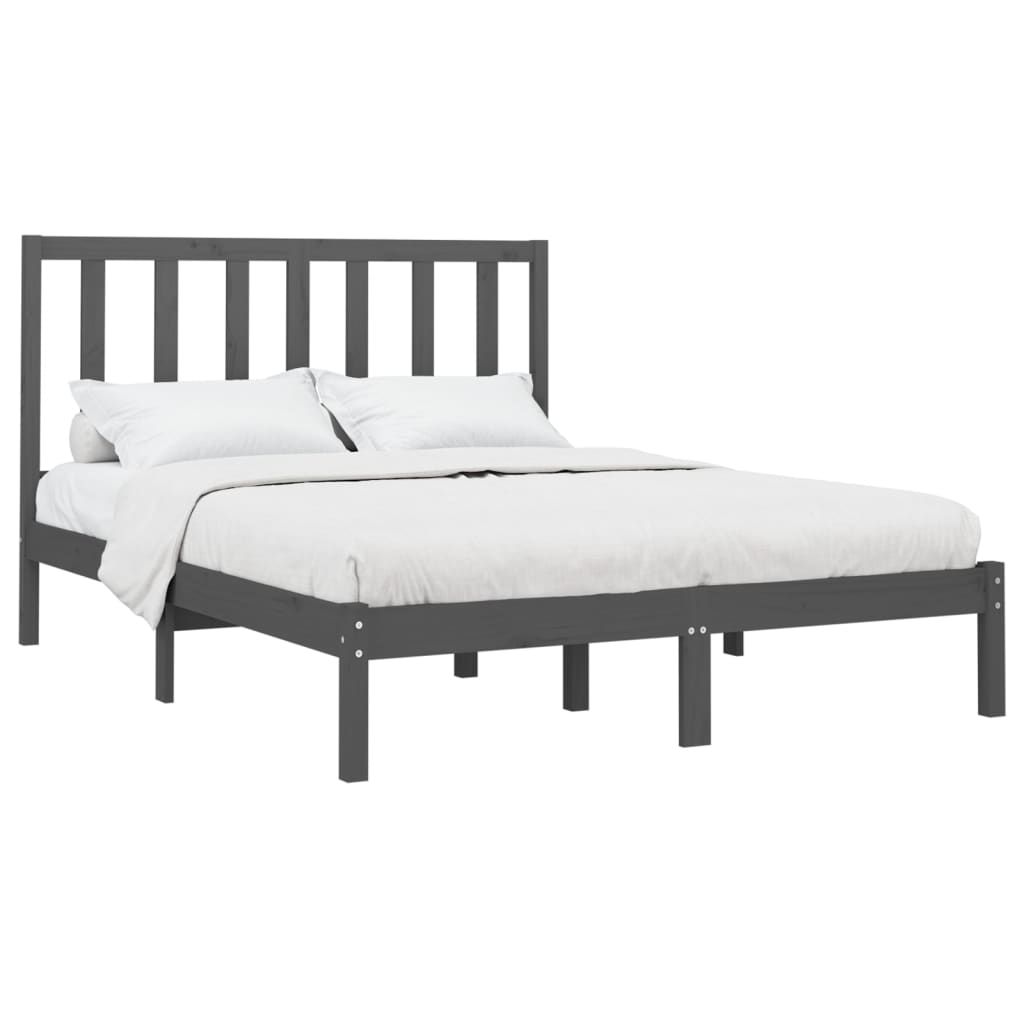 vidaXL Estrutura de cama 120x200 cm madeira maciça cinzento