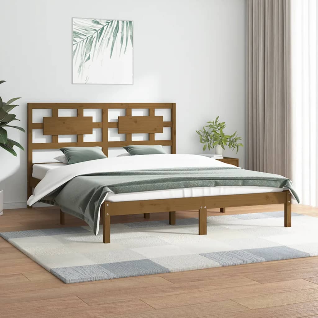 vidaXL Estrutura de cama 140x200 cm pinho maciço castanho-mel