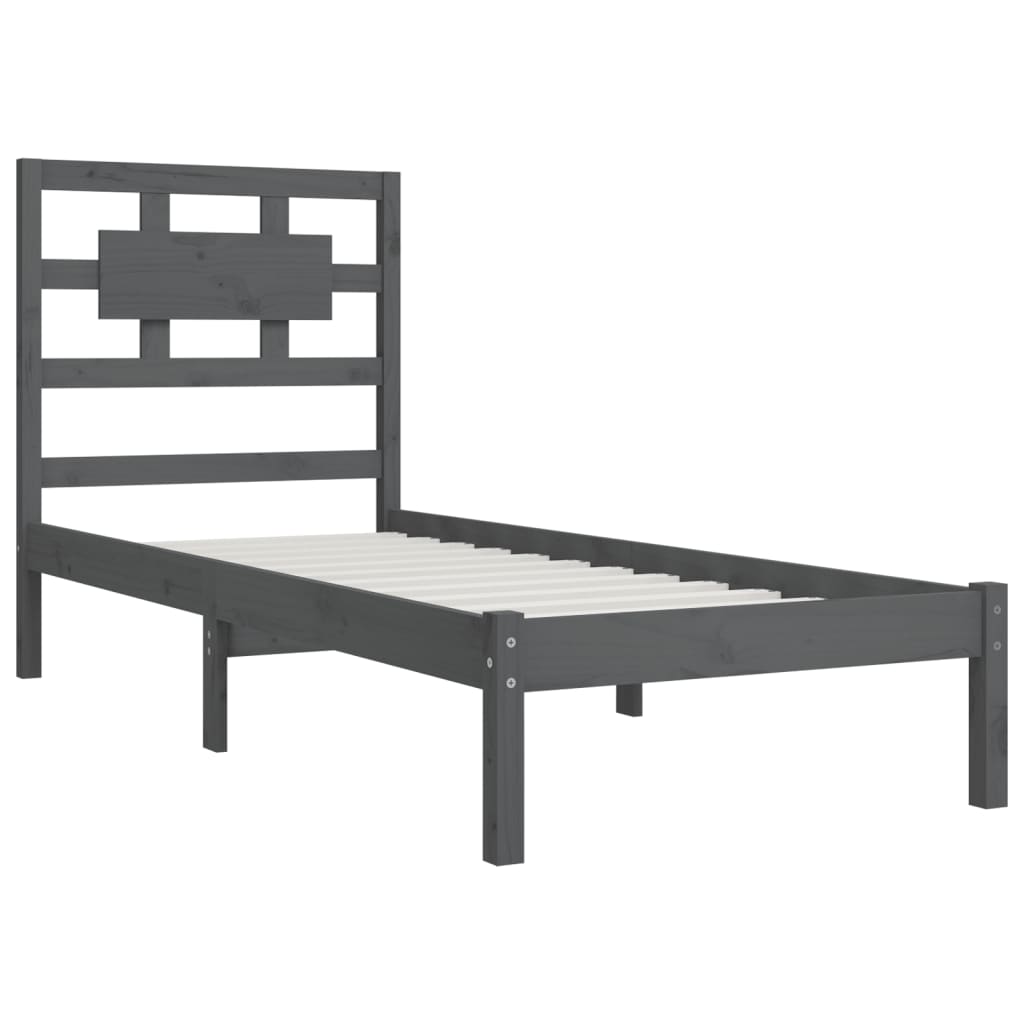 vidaXL Estrutura cama solteiro 90x200 cm pinho maciço cinzento