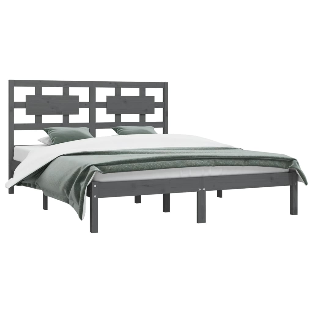 vidaXL Estrutura de cama 200x200 cm pinho maciço cinzento