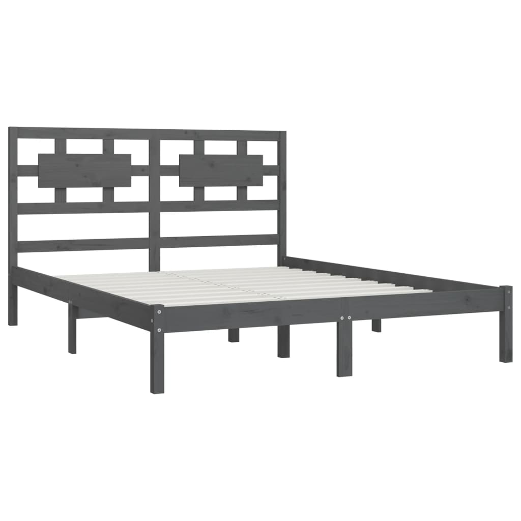 vidaXL Estrutura de cama 200x200 cm pinho maciço cinzento