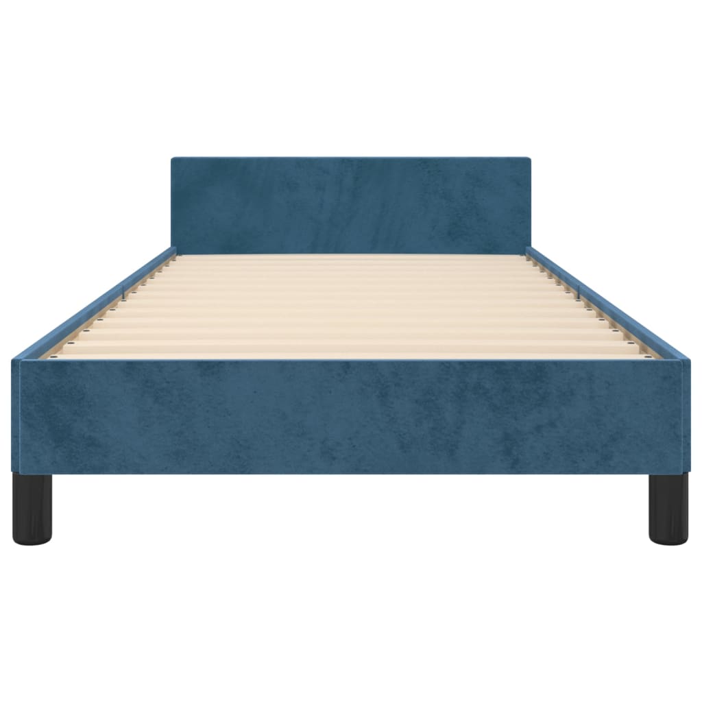 vidaXL Estrutura de cama c/ cabeceira 90x190 cm veludo azul-escuro