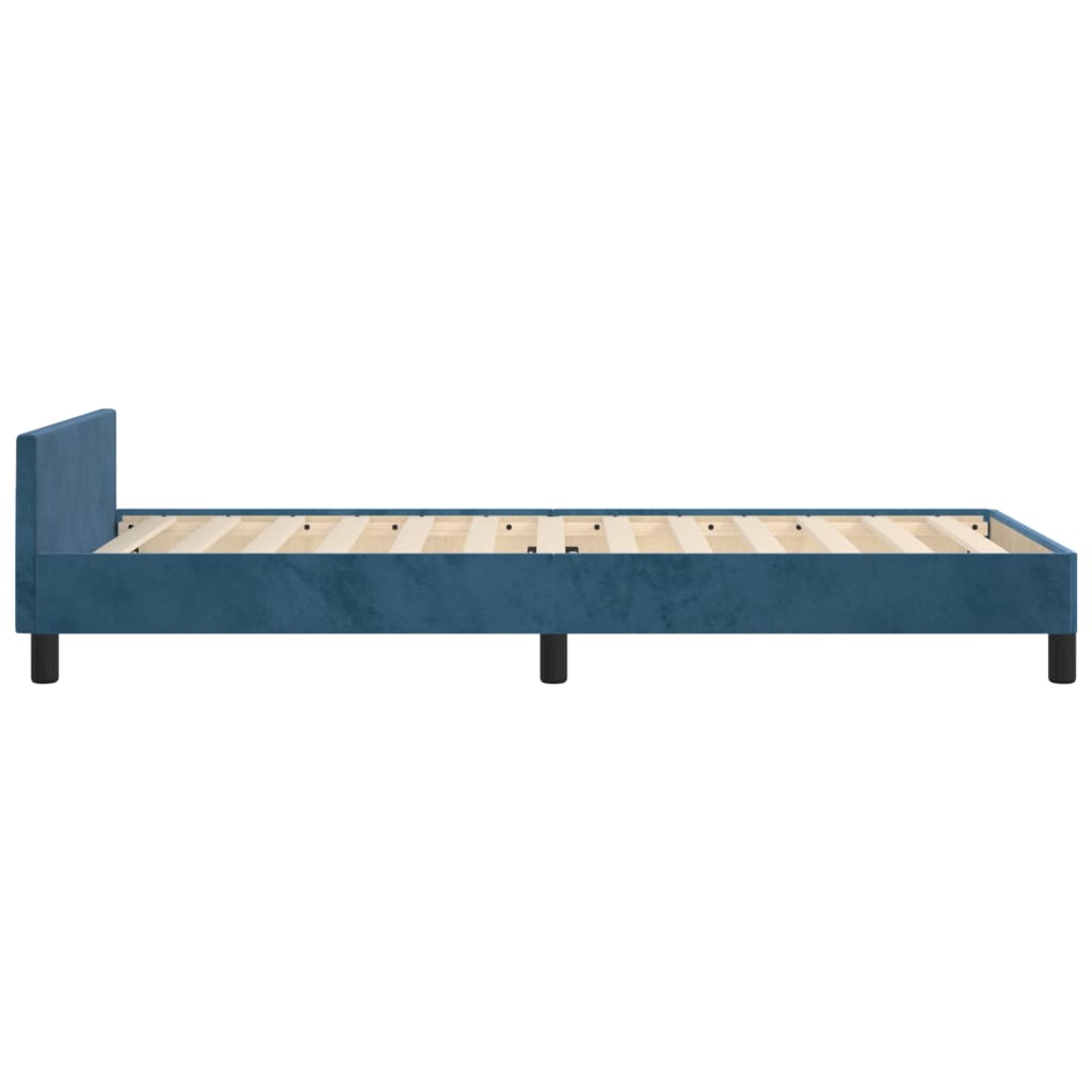 vidaXL Estrutura de cama c/ cabeceira 90x190 cm veludo azul-escuro