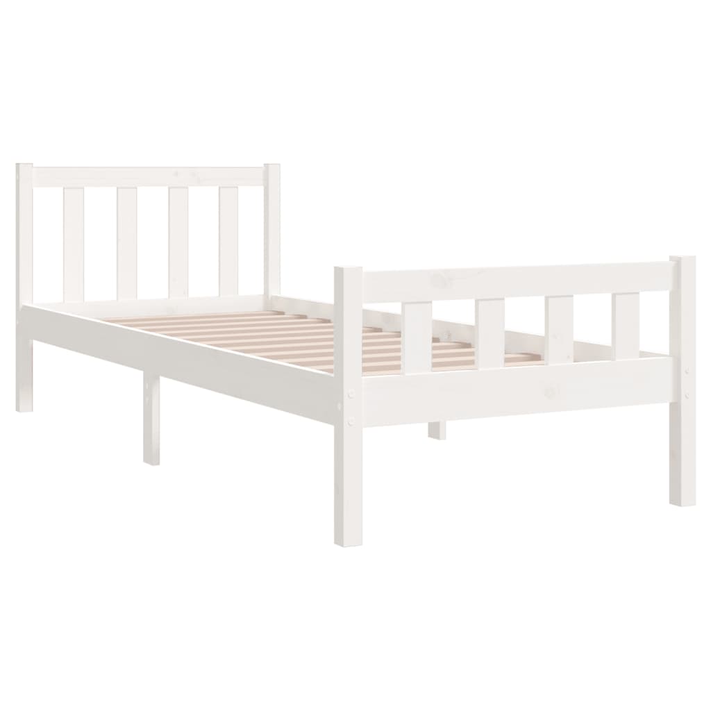 vidaXL Estrutura cama pequena solteiro 75x190 cm madeira maciça branco