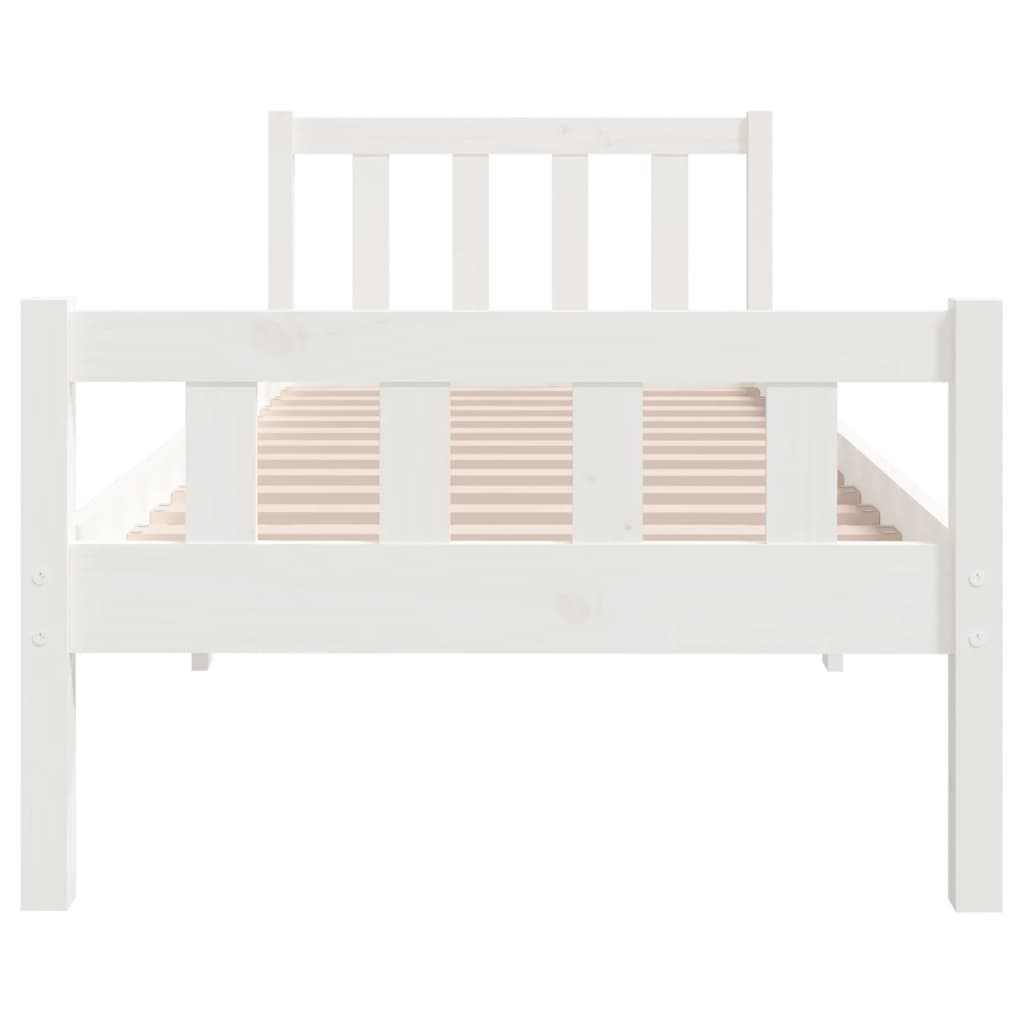 vidaXL Estrutura cama pequena solteiro 75x190 cm madeira maciça branco