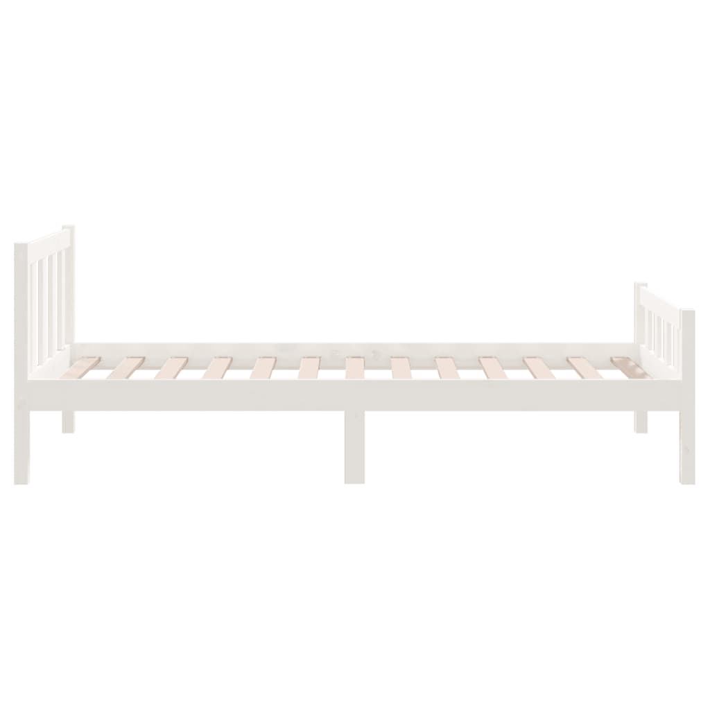 vidaXL Estrutura cama pequena solteiro 75x190 cm madeira maciça branco