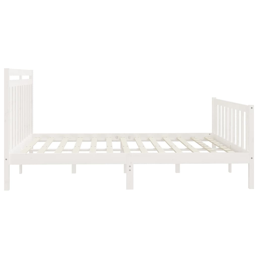 vidaXL Estrutura de cama super king 180x200 cm pinho maciço branco