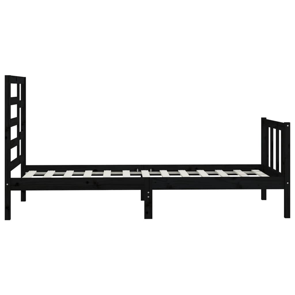 vidaXL Estrutura de cama 100x200 cm pinho maciço preto