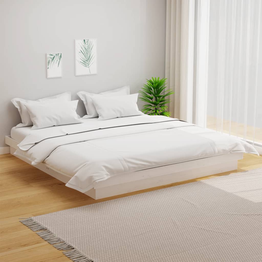 vidaXL Estrutura de cama 160x200 cm madeira maciça branco