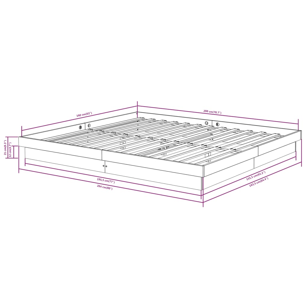 vidaXL Estrutura de cama 160x200 cm madeira maciça branco