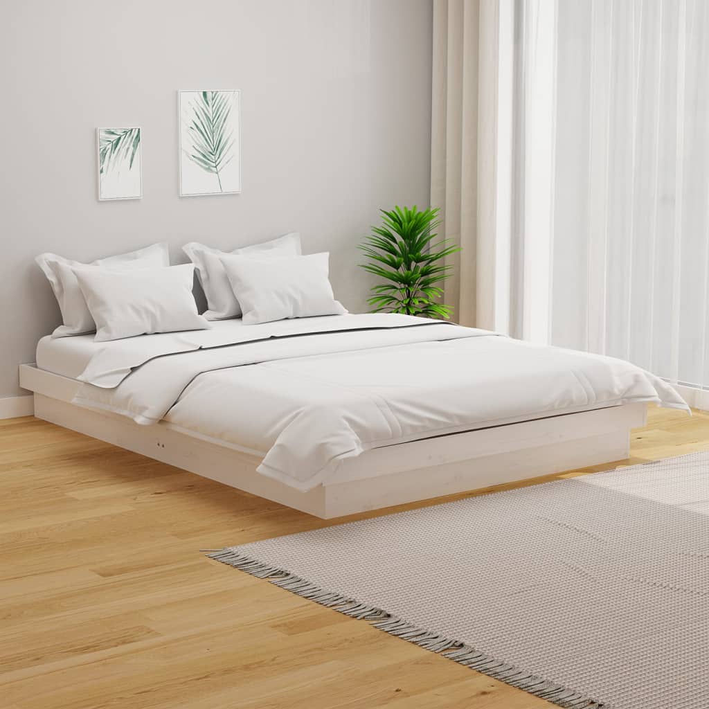 vidaXL Estrutura de cama 140x190 cm madeira maciça branco